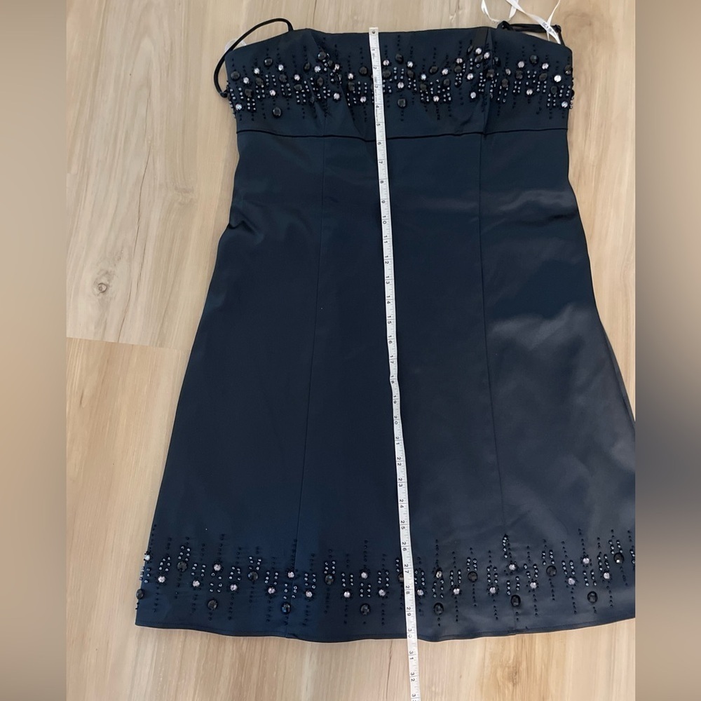 Elegant Navy Blue Beaded Dress OLEG CASSINI size 14 NTG - Picture 13 of 14